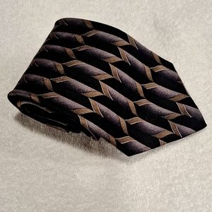 Joseph & Feiss International #55 Black/Silver Abstract /Gold Striped Diagonal